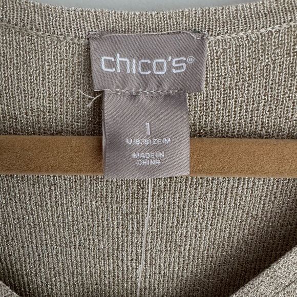 NWT Chico’s Metallic Knit Tank & Open Front Cardigan Holiday Party Sweater Set M - Picture 10 of 12